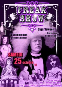 The Freak Show - Centre LGBT de Grenoble CIGALE - Samedi 25 octobre 2014