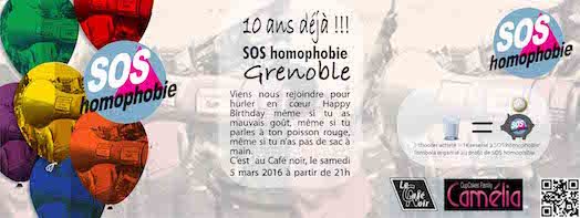 10 ans déjà ! - SOS Homophobie au Café Noir - Samedi 5 mars 2016